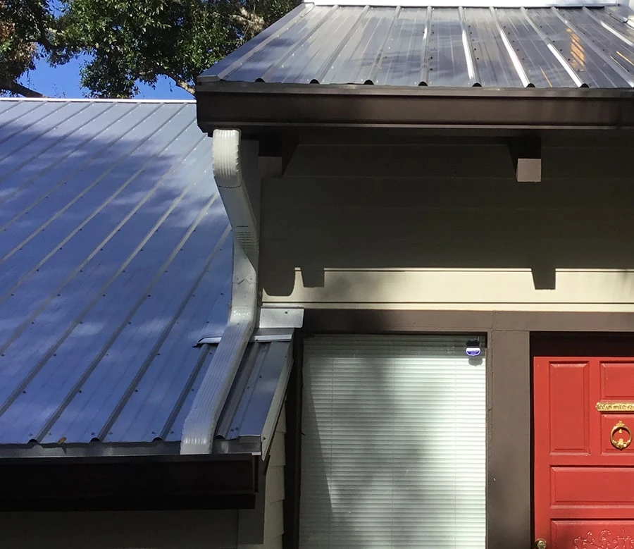 Gutter and fascia along the edge of a Florida roof
